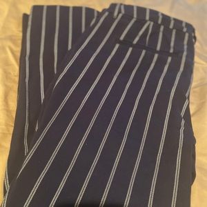 Blue & white striped Capris Pants